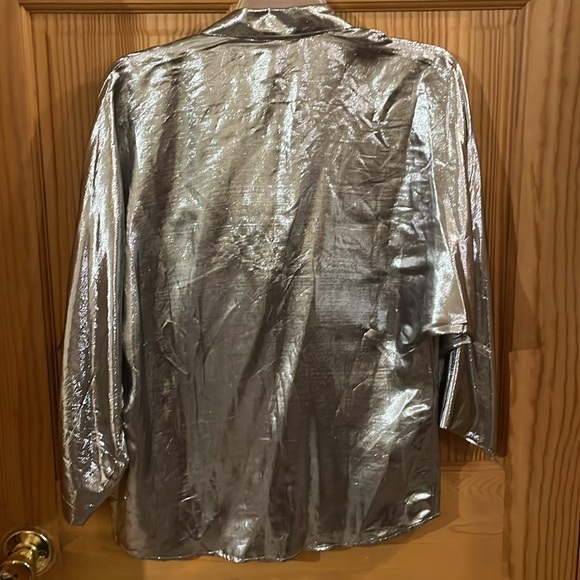Vintage Lauren Alexandra silver lame button down top - Picture 5 of 5